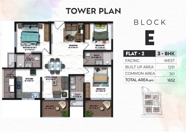 Tower E floor plan 1